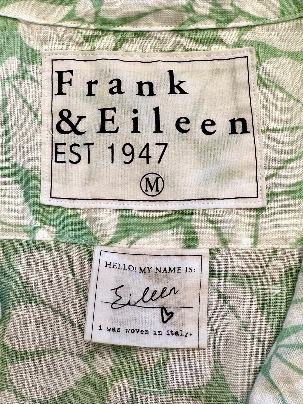 Frank & Eileen Eileen Mint Floral Linen Button Up Shirt Medium Italy - Picture 3 of 12